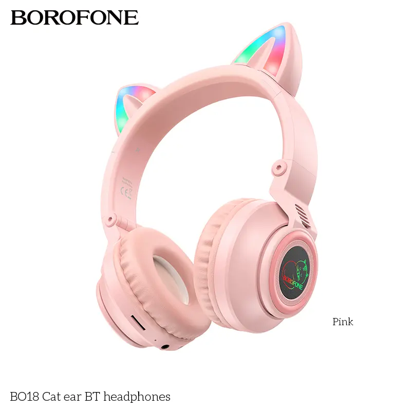 BOROFONE BO18 cat-ear light-up Bluetooth headphones NZ